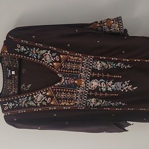 Johnny Was silk embroidered tunic